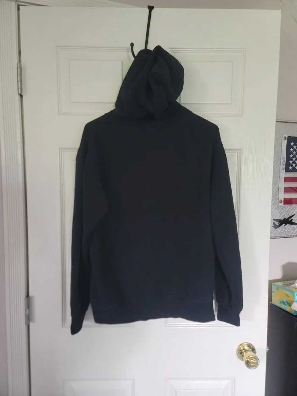 Mens black and red IU Indiana Hoosiers hoodie - has spot - size M
